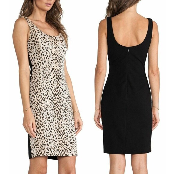 DIANE VON FURSTENBERG DVF $398 Arianna Leopard Ponte Back Dress Size 10 - Picture 1 of 12
